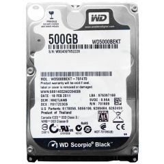 WD5000BEKT - Western Digital Scorpio Black 500GB SATA 3Gb/s 7200RPM 16MB Cache 7-Pin SFF 2.5 inch Hard Disk Drive with Shock Guard